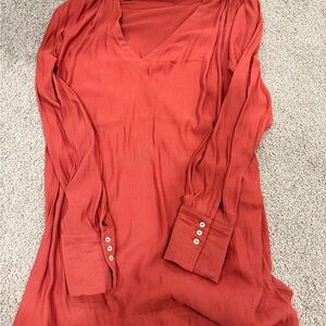 H&M Rust Orange V-Neck Blouse